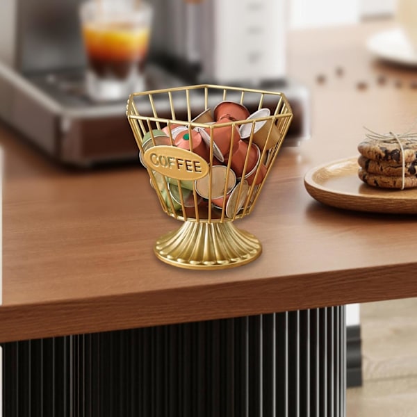 Kapselhållare Kaffetillbehör, Kaffekapselkorg Bärbar Robust Kaffepod Förvaringsställ Kaffepod Hållare för Bord, Guld
