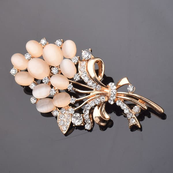 Moderne klare rhinsten broche pink blå ild opal sten blomst