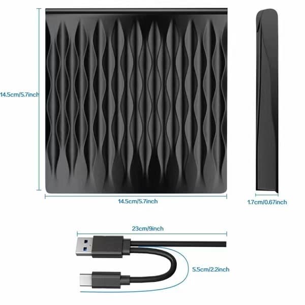 Extern Cd/dvd-enhet, Kingbox Usb 3.0 Typ C Lätt Och Slank Por
