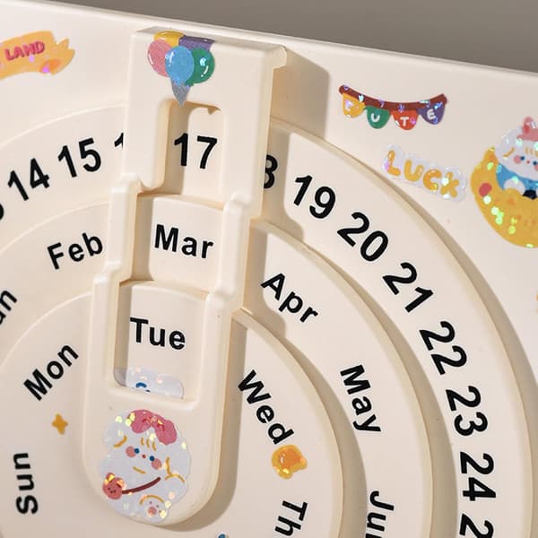 Evighetskalender cirkulär, 5 tum kalender roterande evighetskalender