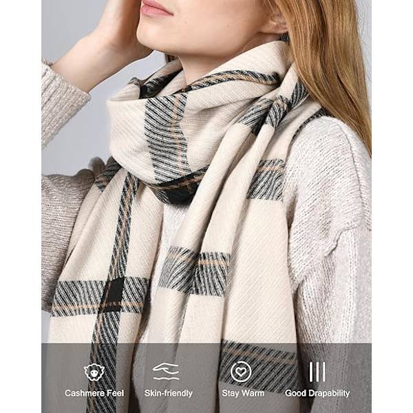 Vinter skjerf for kvinner sjal kashmir følelse dusk rutete stort oversized