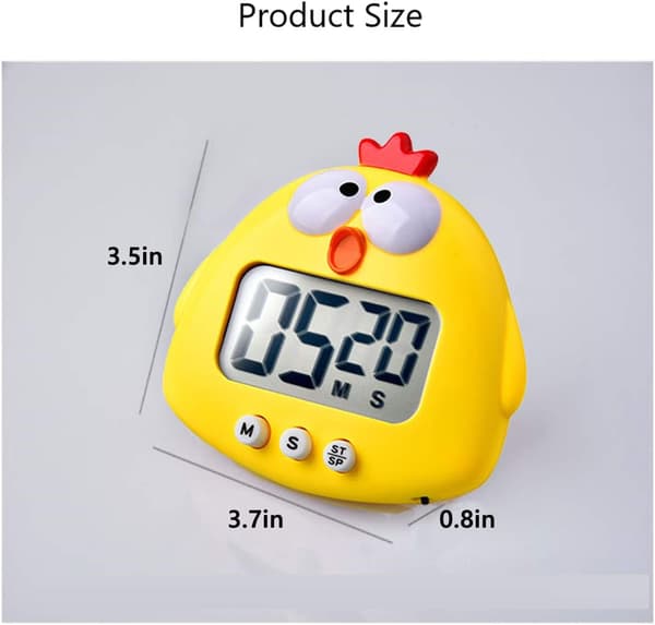 Kök Timer, Söt Cartoon Djur Nedräkningstimer, Digital Matlagningstimer med Magnetisk, LCD Stor Skärm Visuell Klocka