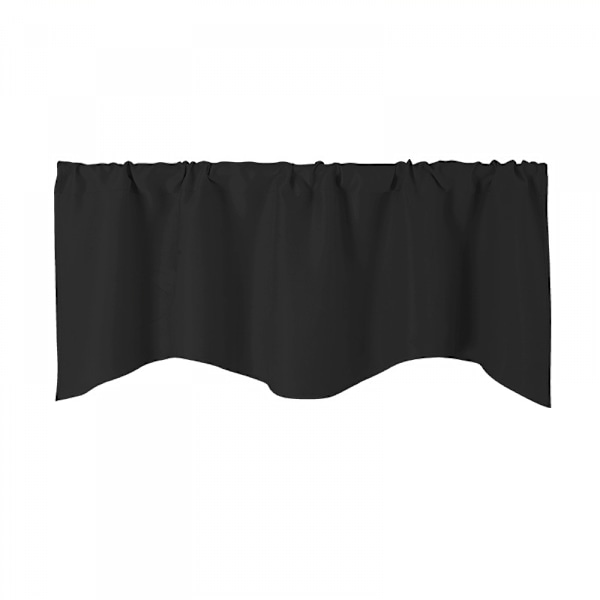 1 stk ensfarget polyester volanggardin med stanglomme (svart),