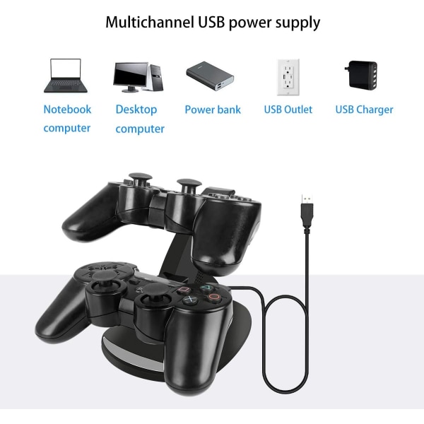 Egnet til PS3 Controller-oplader, Dual Console-oplader, opladningsstation