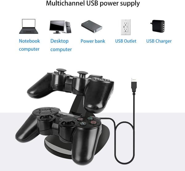 Lämplig för PS3-kontrollerladdare, Dual Console Charger Charging Doc