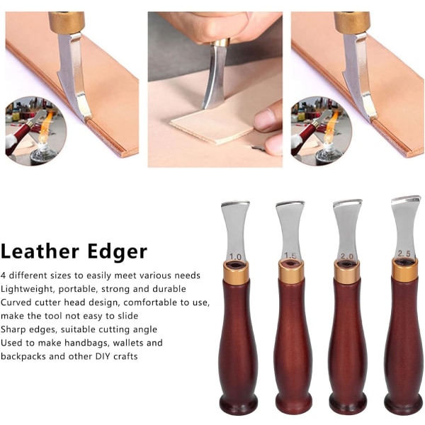 4 kpl Nahkareunat Wide Mouth Beveler Leather Craft Accurate Edge Ac