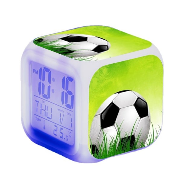 Fotbollsväckarklocka för pojkar, Kreativ LED-klocka med tidsdisplay, W
