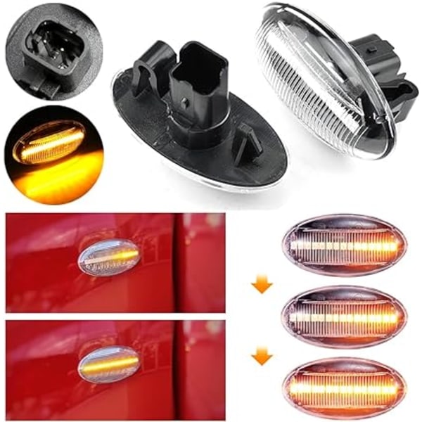 2 stk LED Front Fender Side Marker Light Turn Signal Lamp Assembly Kompatibel