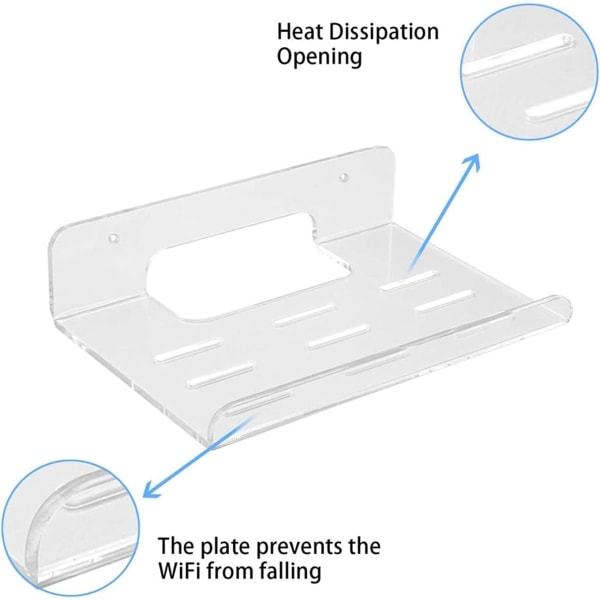 1 stk veggmontert ruterhylle, anti-akryl WiFi-ruterbrakett, liten vegghylle med skruer, utvid veggområdet, for rom, kontor, hjemmebruk