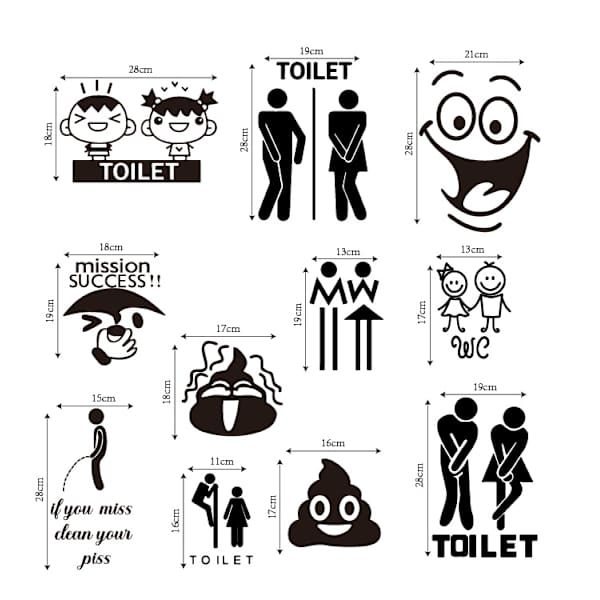 WC-hymiötarra hauska kylpyhuoneen keittiön seinätarra WC-istuimen tarra seinätaide DIY seinämaalaus (WC-logo 19 * 28cm)