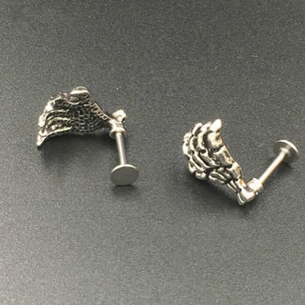 Skelet hånd knogle piercing rustfrit stål torn smykker Retro sort