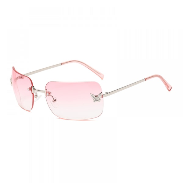 rektangel Y2k solbriller til kvinder, trendy kantløse solbriller Retro Squ