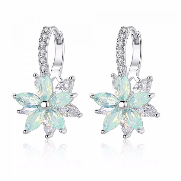 Pendientes mujer Pendientes plata con flor Cubic Zirconia Crystal Clip