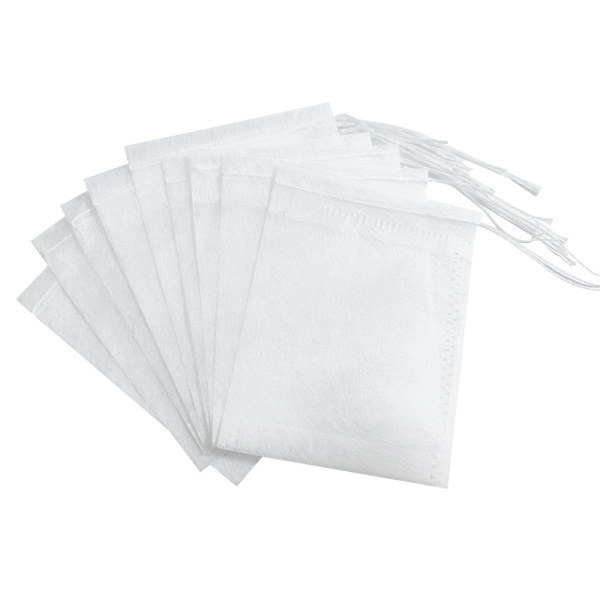 100 st engångstefilterpåsar tomma tepåsar i non-woven med dragsko