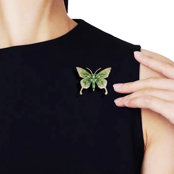 Insekt Rhinestone Form Brosch Pins för Kvinnor Flickor Present 4.8*4CMgrön