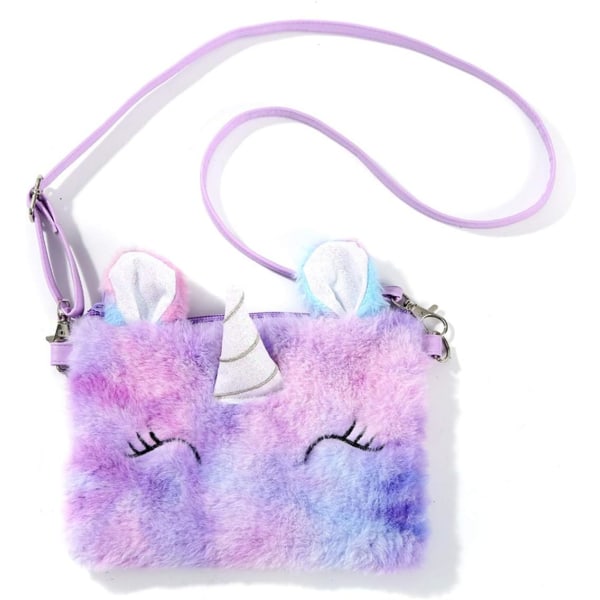 Crossbody-väska för barn Flickor Rainbow Unicorn Soft Plysch Handväska Envelope T
