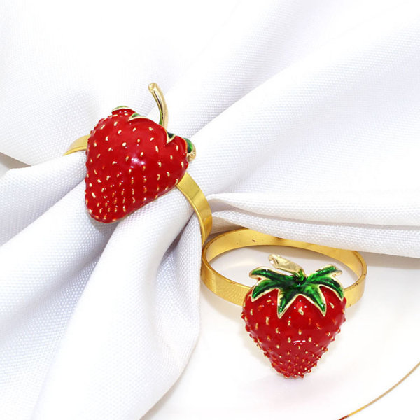 Jordgubbsservettringar, set av 12 Fashion Simple Fruit Series Strawber