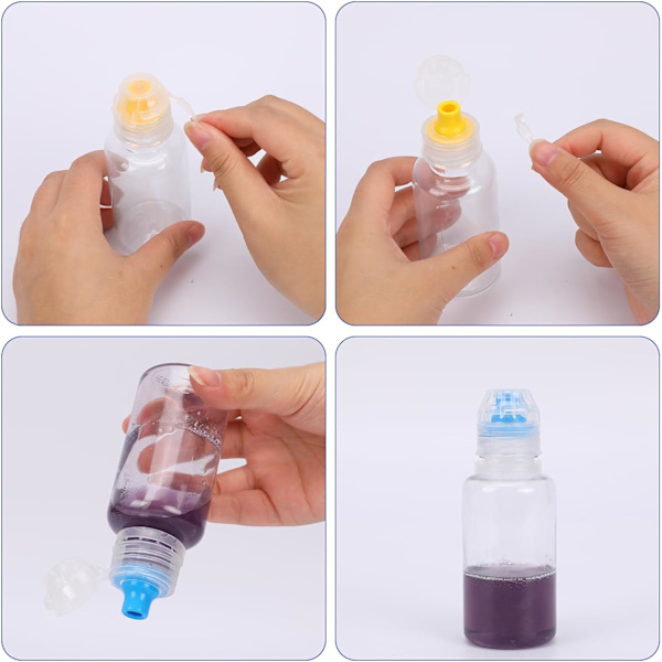 Krydderklemmeflaske, 4-pak Mini krydderflasker Gjenbrukbar plast Klemmeflaske med Flip Top Reise krydderbeholdere Dispenser for sirup, ketchup