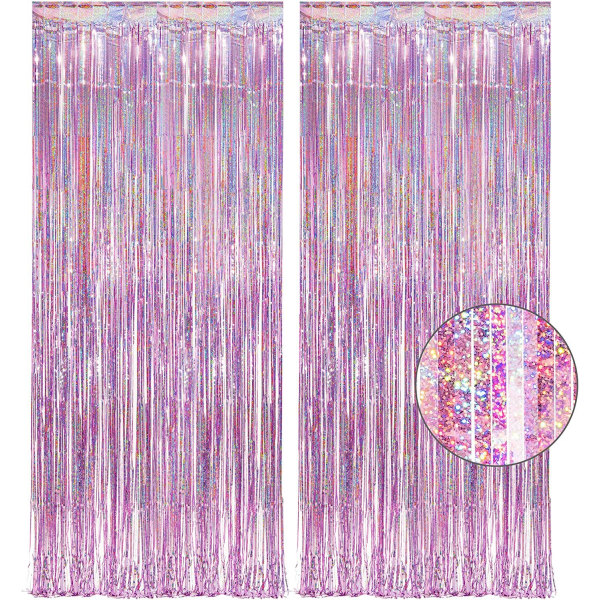 Pink Tinsel Gardin Party Backdrop Glitter - Streamers för födelsedag Gi