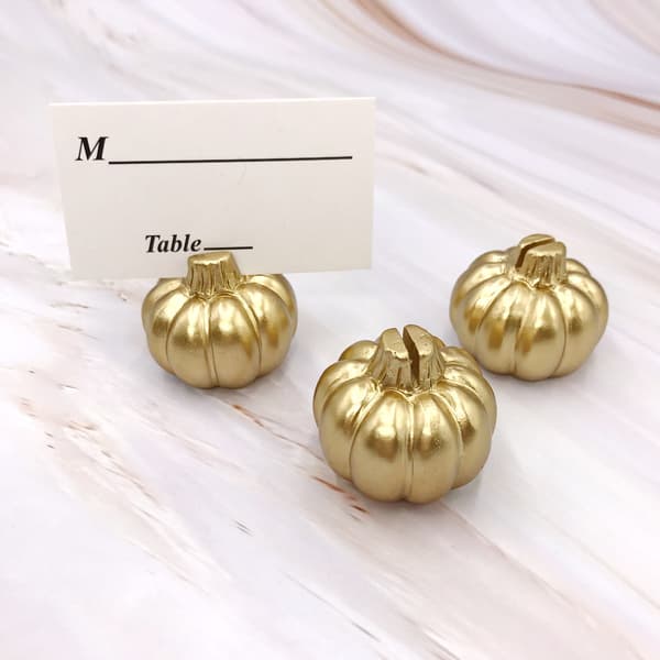 Höstdekor Mini Guld Pumpa Platskort Hållare (Set om 6), Perfekt för