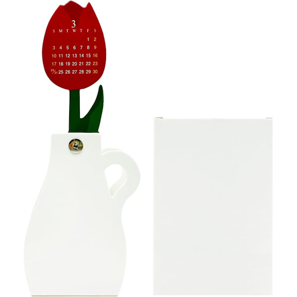 2024 Mini Skrivbordskalender Unik Blomvas Form Månadsstående Kalender