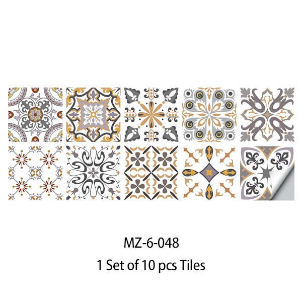 10 stk. Selvklebende Veggflisklistremerker Vanntett PVC Mosaikkflisklistremerker Hjemmeinnredning Marokko Enkel Stil Flisklistremerker, DIY Veggklistremerker (20x20cm)