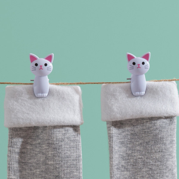 8 stk. matposeklips i plast med kattedesign, klips til snacksposer, C