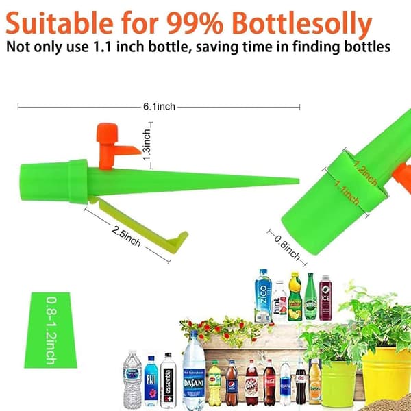 20-pack droppbevattningskit, automatiska bevattningsspikar med 20-pack anti-tippfäste, passar alla flaskor