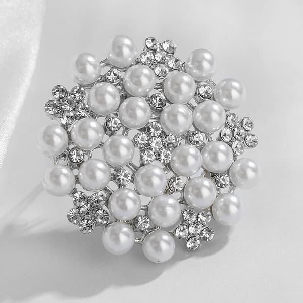 2 stk. Perle Brosche Klassisk Brosche Pin Rhinestone Blomster Brosche Tørklæde Pin