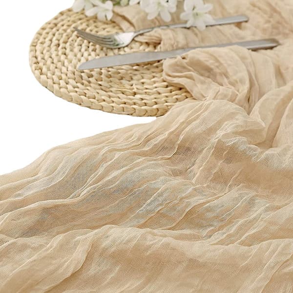 Champagne Cheesecloth Bordsløper: 90*180cm Rustik Gasbind Boho Bryllup