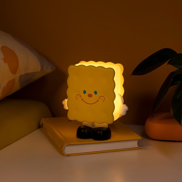 Sød natlampe, toastbrødlampe, cookie LED-natlampe med USB-genopladelig