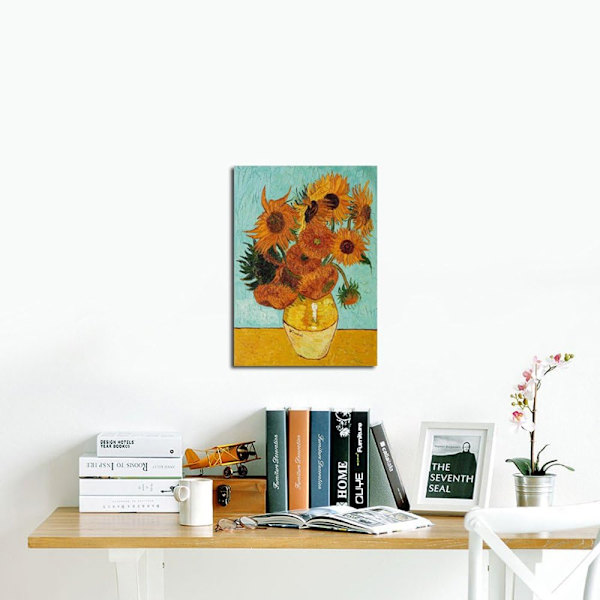 Van Gogh solsikke lerret maleri, stue soverom inngang hengende maleri, indre ramme dekorativt maleri, 30*40CM