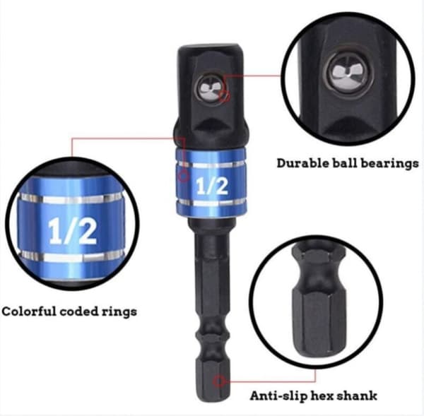 Socket Holder Adapter 1/4\" 3/8\" 1/2\" Socket Holder Adapter for Slagtrekker Socket Holder Adapter Slagtrekker Drilldriver Farget Extensio