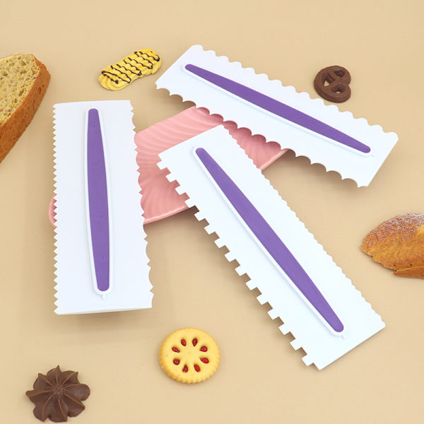 Frosting Smoother, Harmless Plastic Cake Scraper Comb, Food‑Grade 3Pcs