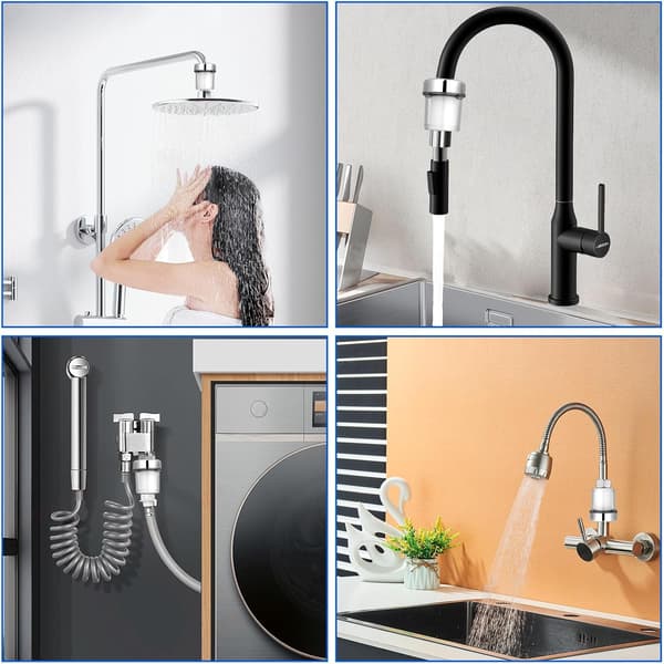 Duschfilter - Universal - Duschfilter - Anti-kalk vattenfilter - Kranfilter - Vattenrenare - Vattenfilter - Silver och transparent - Med
