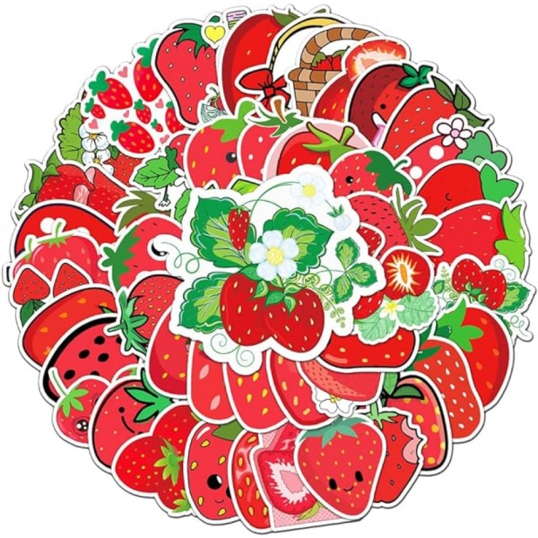 Red Strawberry Stickers for Boys Girls Kids Teens,Cartoon Vinyl Waterp