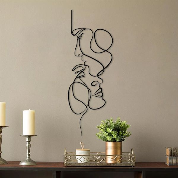 Nordique visage Art Silhouette métal véritable amour mur Art décoration