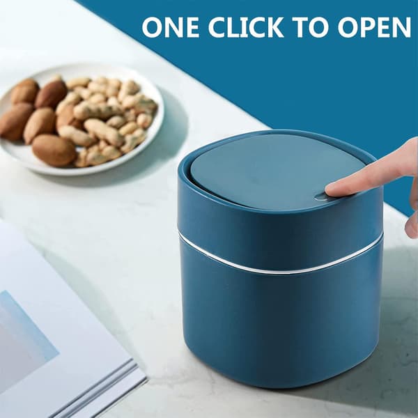 Bordssoppa med lock, Mini plastsoppå, Liten bordssoppa för sovrum, matsalar, badrum, kontor etc. (blå)