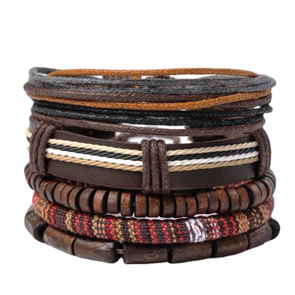 Wrap Armband Herr Kvinnor, Hampa Cords Träpärlor Etniska Tribal Armband