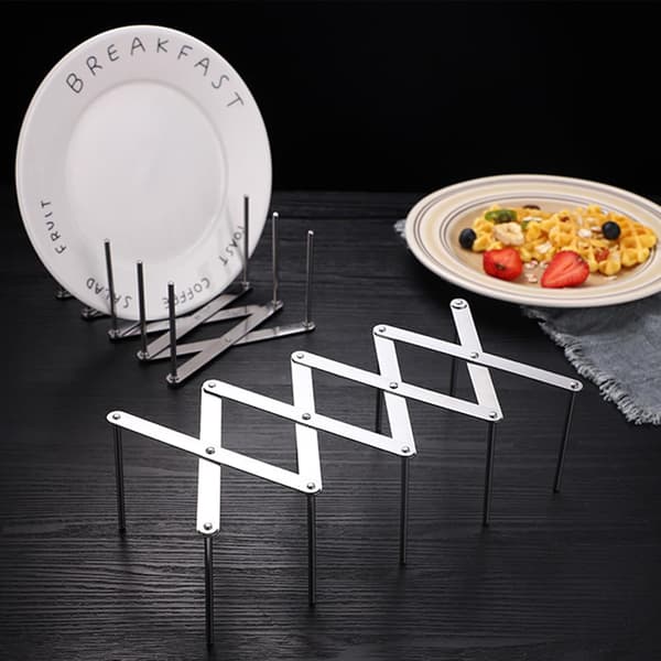 Diskställ - Tallriksställ - Bestickhållare - Torkställ - Ångställ - Köksdiskställ - Utdragbart - Rostfritt stål - Silver - 48,7*7,2 cm -