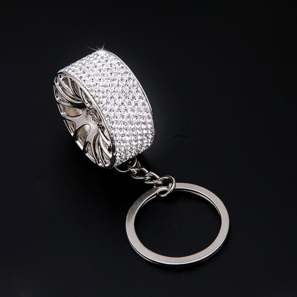 Hvid Glitter Diamant Nøglering