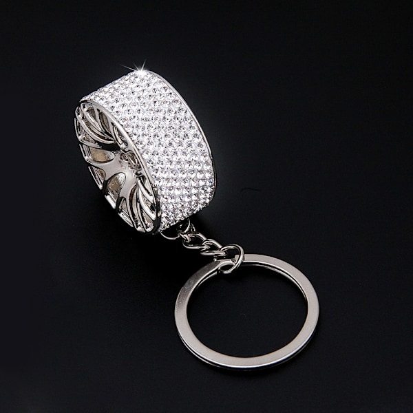 Vit glitter diamant nyckelring