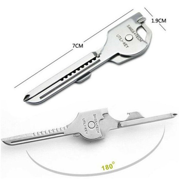 2 st 6 i 1 Multifunktionell Utomhus Överlevnadsverktyg Skiftnyckel, Korrosionsbeständig, Fjäderverkande Tång, Öppnare, 7cm
