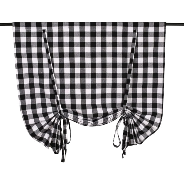 1pcs Home Cotton Plaid Window Curtain Roll Up Buffalo Plaid Rod Pocket