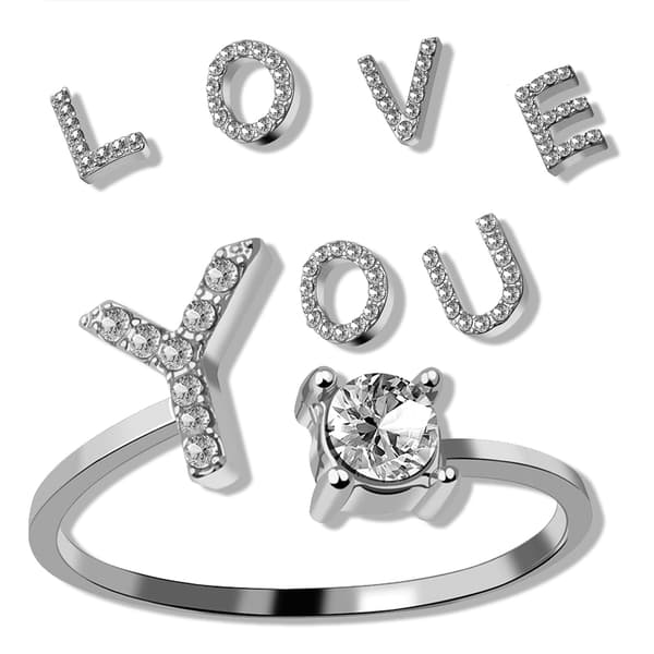 Ring Dam Silver Y Metall Justerbar Öppen Ring Initialer