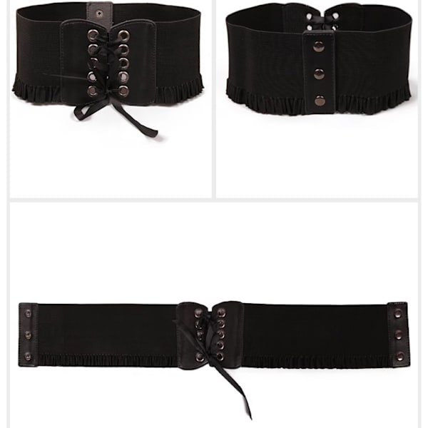 Bred Korsett Läderbälte  Rosett Midjebälte Bred Elastisk Midjeband  F