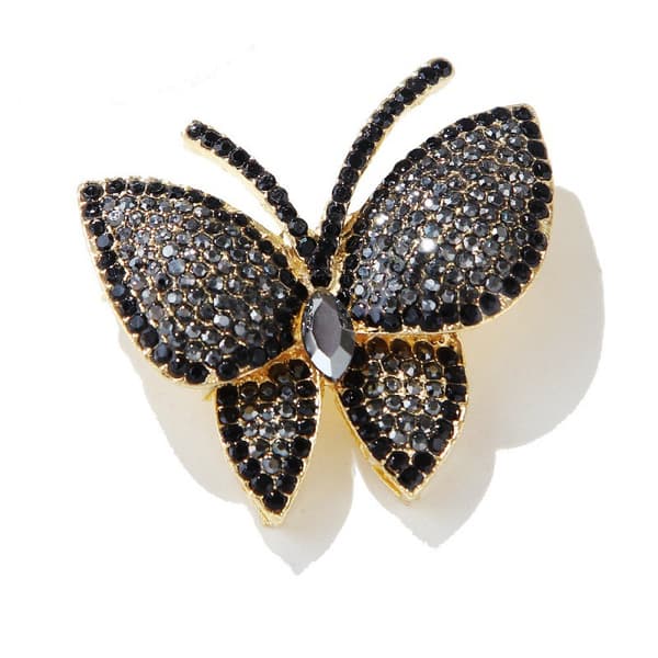 Sommerfugl Rhinestone Brosche nåle til kvinder, Crystal Bryllup Pins, Sort