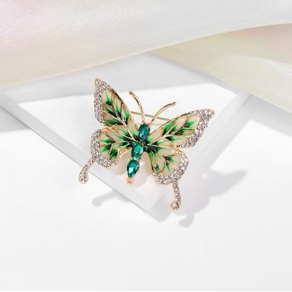 Insekt Rhinestone Form Brosch Pins för Kvinnor Flickor Present 4.8*4CMgrön