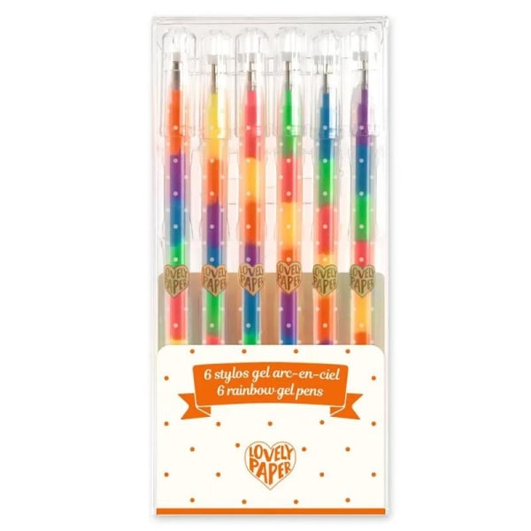 6 Rainbow Gel Pens - Djeco