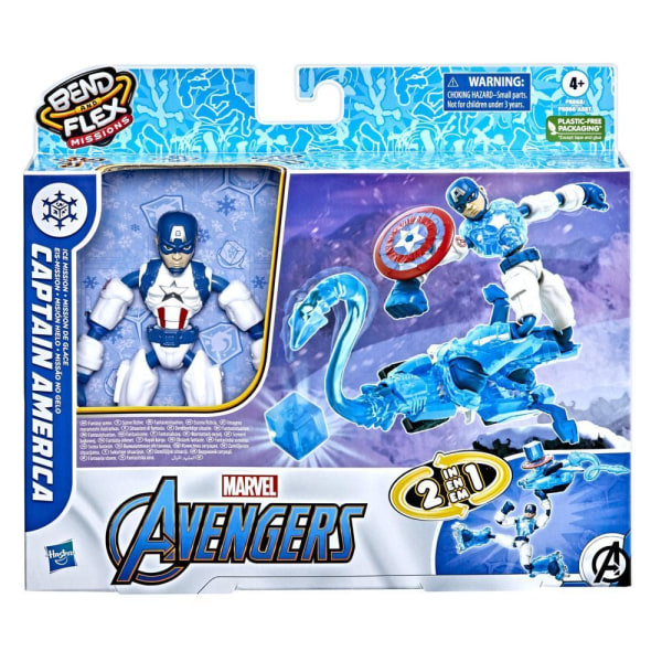 Marvel Avengers figur, 2-i-1 Bend & Flex Ice Mission Captain Am